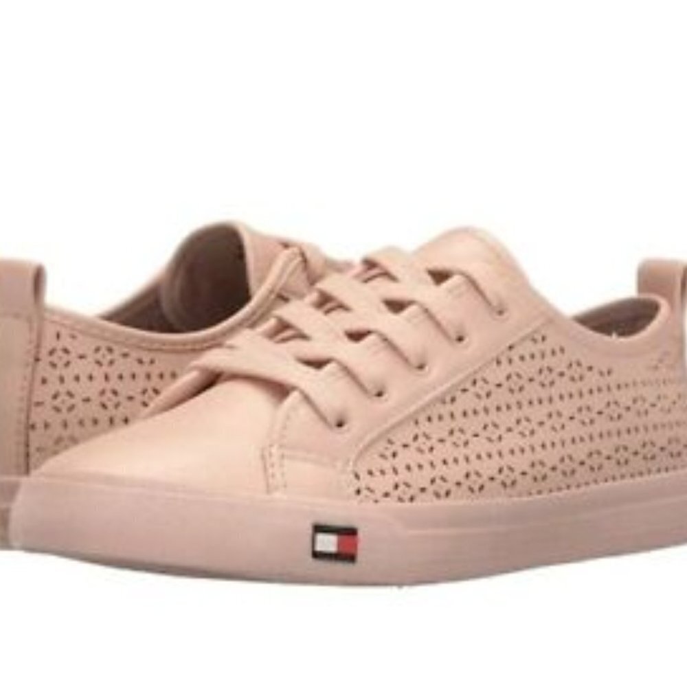 TOMMY HILFIGER Pink Perforated Leather Sneakers - size 8.5